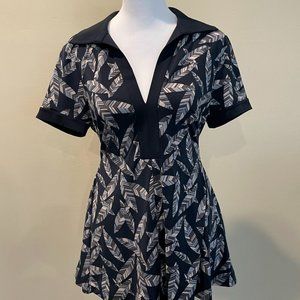BCBGMaxAzria Print Collared Top